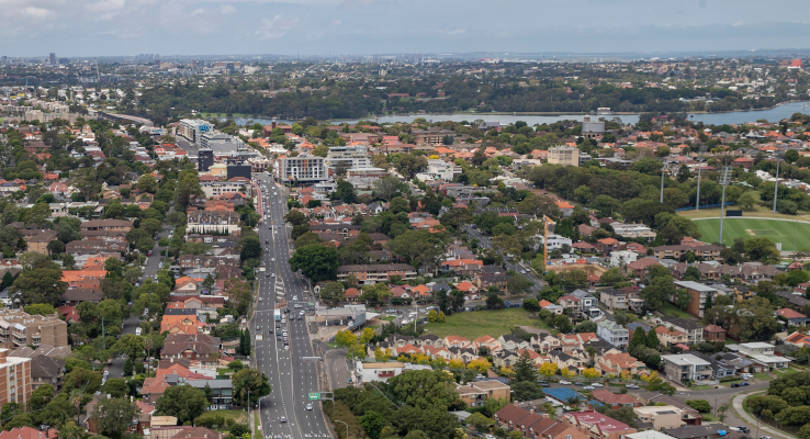 Aerial view of suburban Sydney, NSW